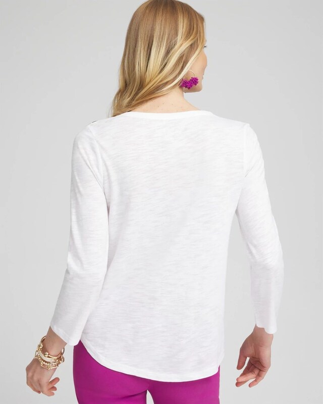 Blooms Abstract V-neck 3/4 Sleeve Tee - image 3